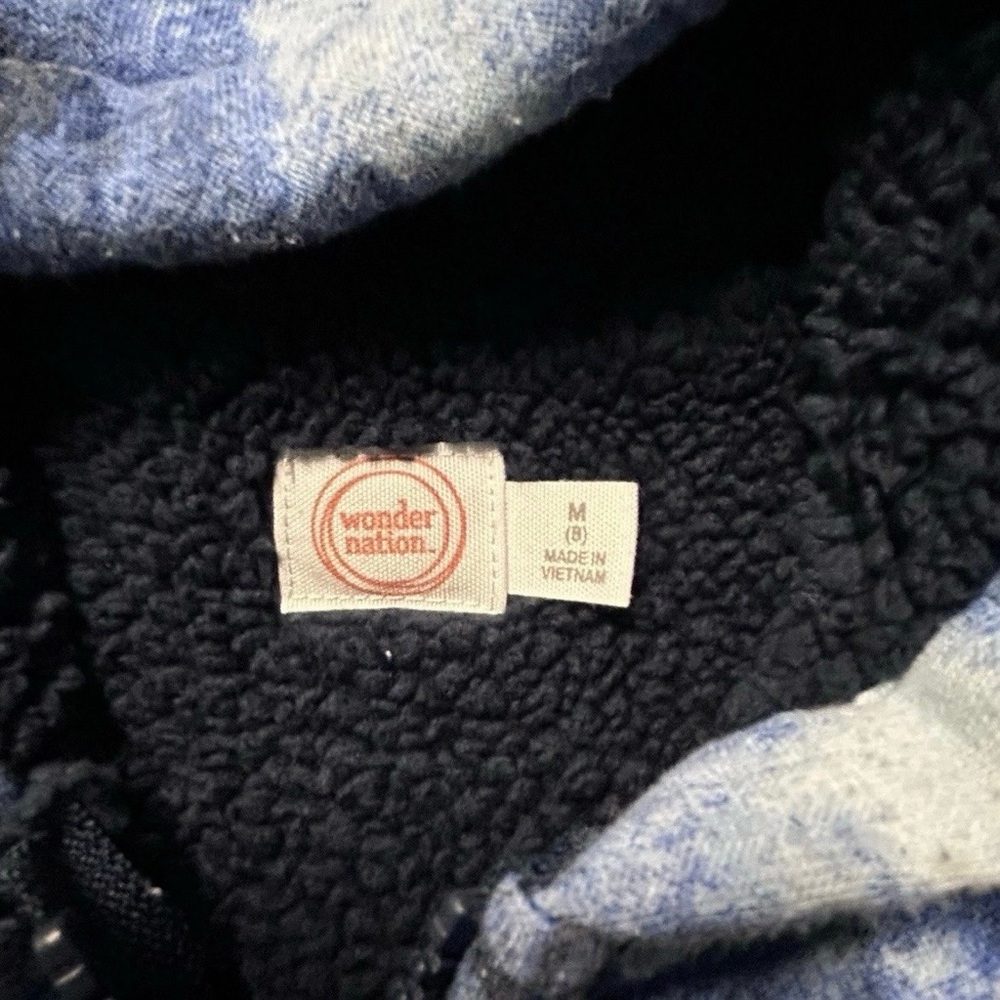 Boys Full Zip Hoodies Blue Tie Dye Sherpa Lined Blue Fleece Size Medium (8) - Picture 3 of 4